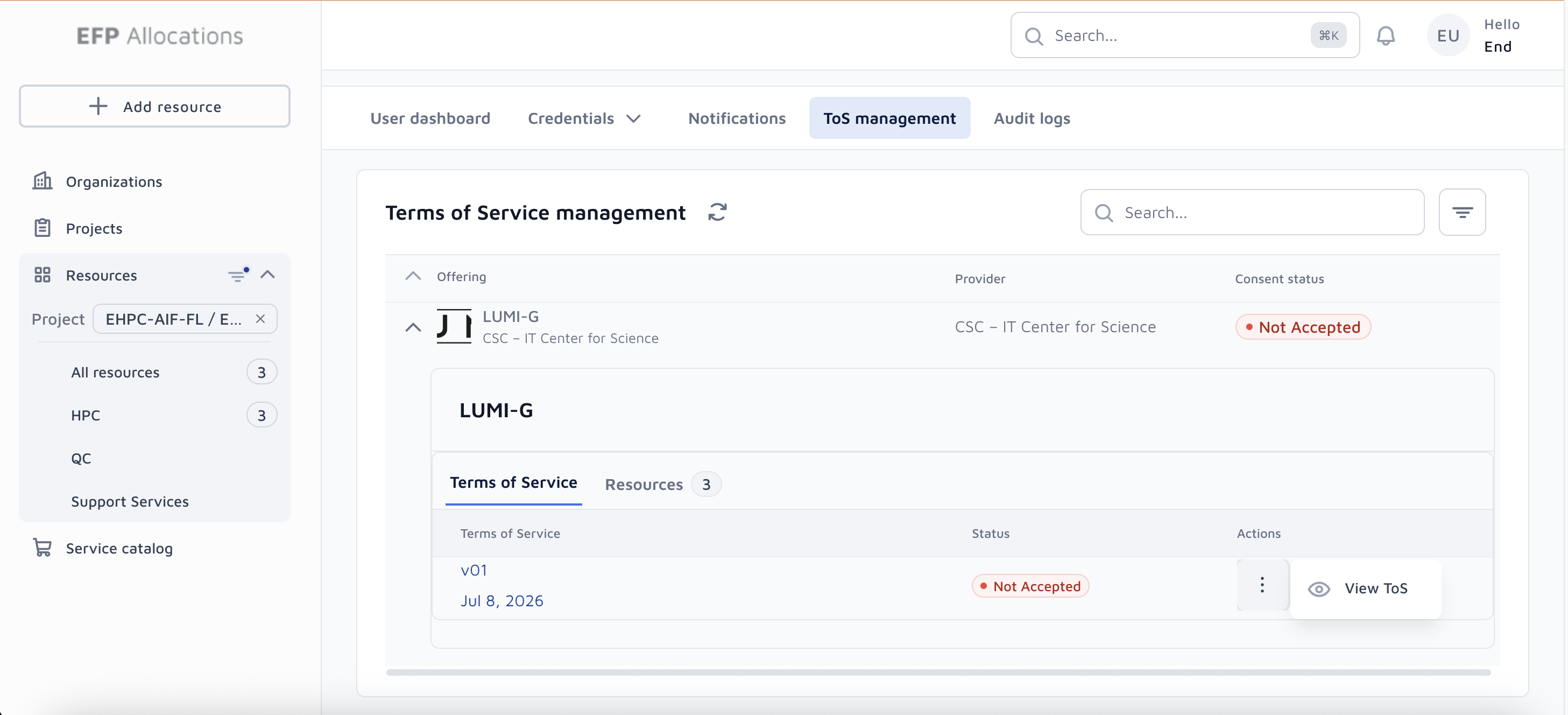 ToSManagement