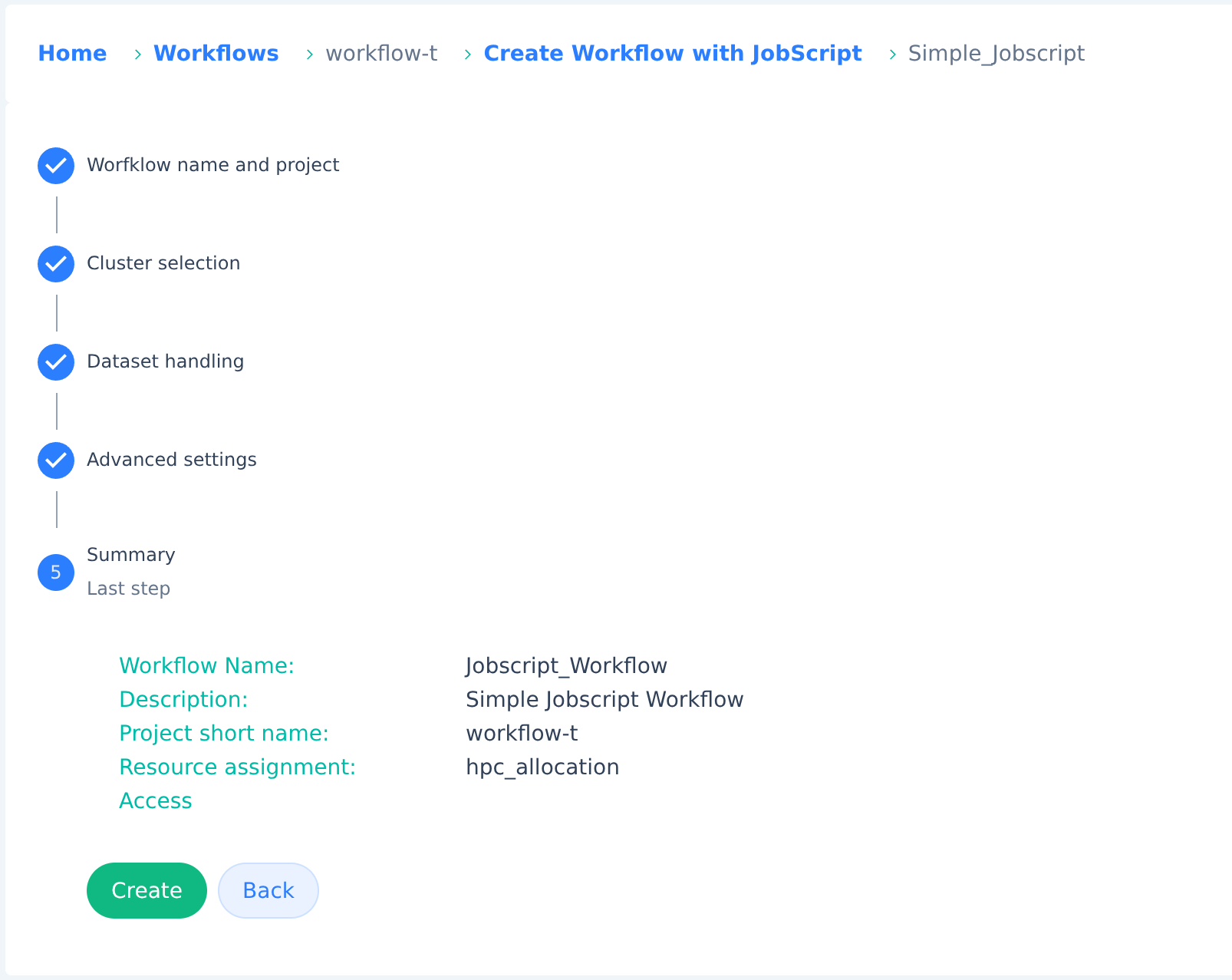 Summary Workflow