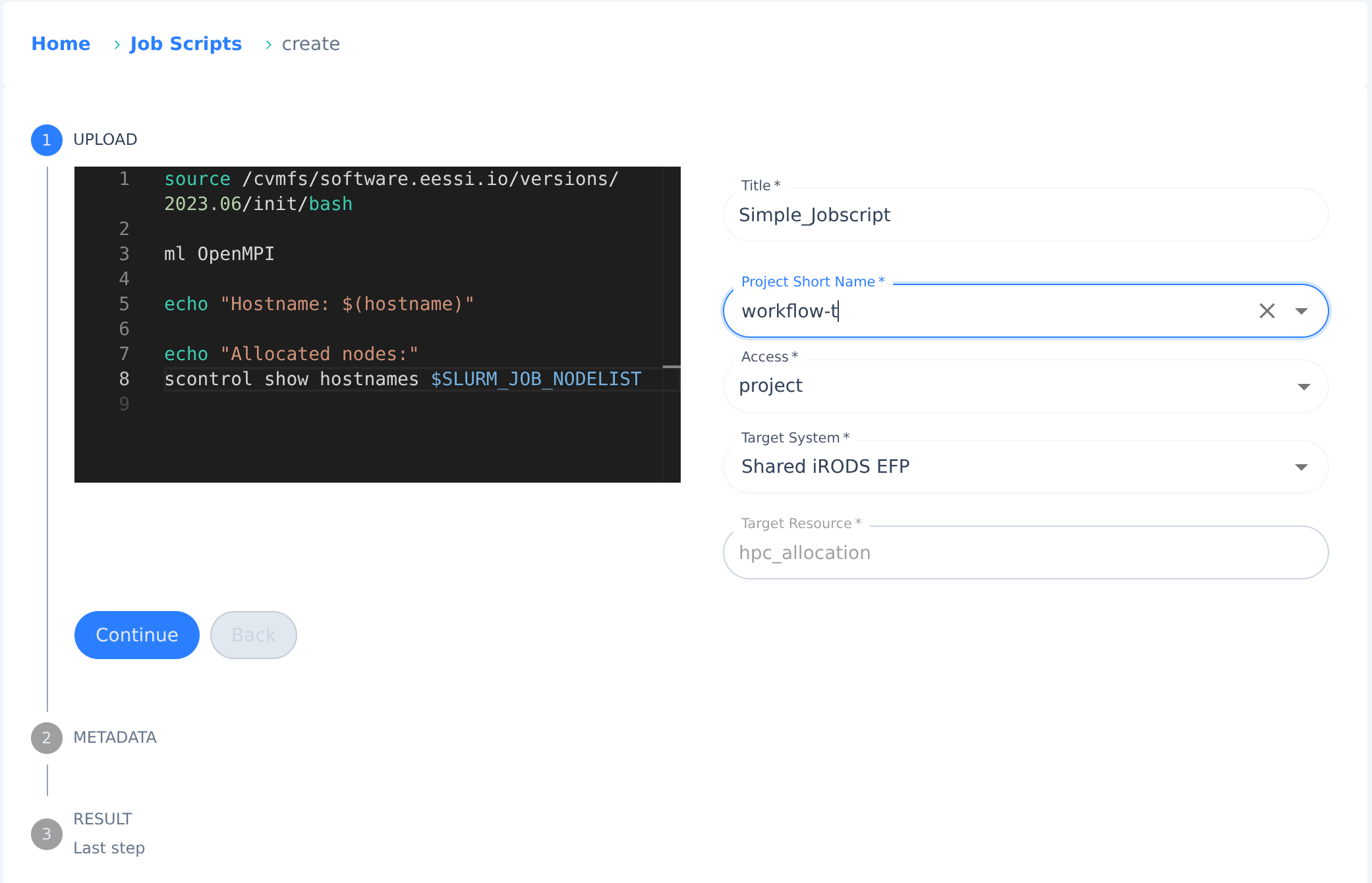 Create Job Script